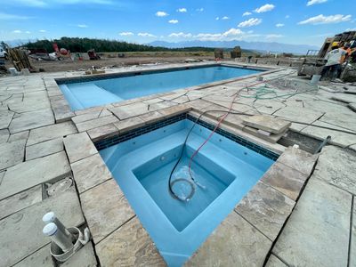 Spa from above — every pipe you saw earlier is under this