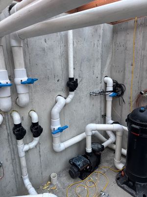 Finish plumbing: pump, filter and heater all tied together